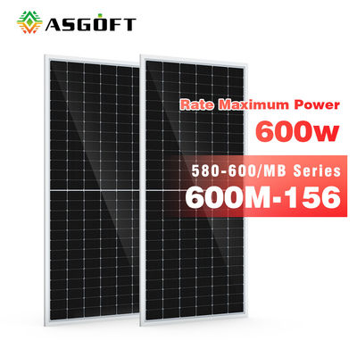 Hệ thống tấm PV đơn tinh thể quang điện mặt trời 600 watt hoàn toàn đen cho điện gia đình