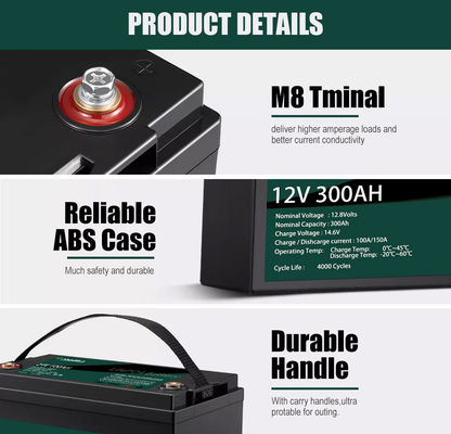 Bộ pin lithium BMS Lifepo4 300AH 12V cho hệ thống lưu trữ năng lượng gia đình EV
