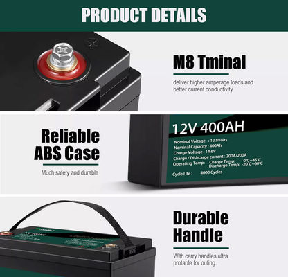 ASGOFT Năng lượng mặt trời Lifepo4 Bộ pin lithium 12V Gói 400ah cho xe chơi gôn RV