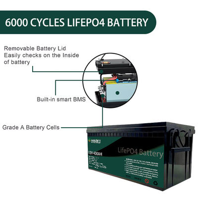 ASGOFT Năng lượng mặt trời Lifepo4 Bộ pin lithium 12V Gói 400ah cho xe chơi gôn RV