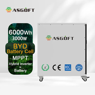 Pin 6Kwh lifepo4 Sạc năng lượng mặt trời Hệ thống pin lưu trữ năng lượng Biến tần 6KW