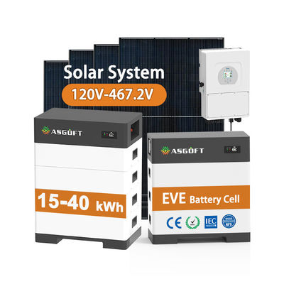 Pin mặt trời cao áp 15kw-40kw Hệ thống năng lượng mặt trời hộ gia đình Ngân hàng năng lượng mặt trời với pin lithium