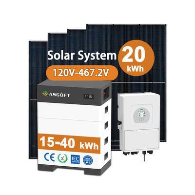 Pin mặt trời cao áp 15kw-40kw Hệ thống năng lượng mặt trời hộ gia đình Ngân hàng năng lượng mặt trời với pin lithium