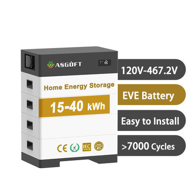 Lưu trữ năng lượng gia đình xếp chồng 15kwh - 40kwh giá đỡ LifePo4 cho hệ thống năng lượng mặt trời đảo ngược lai