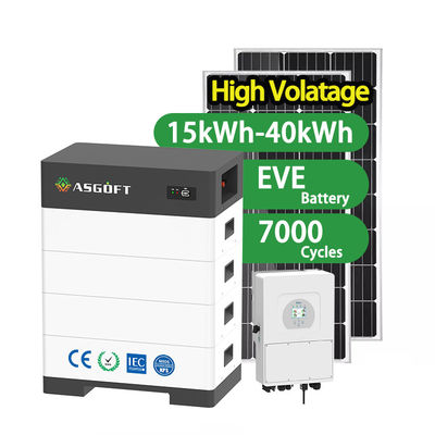 Lưu trữ năng lượng gia đình xếp chồng 15kwh - 40kwh giá đỡ LifePo4 cho hệ thống năng lượng mặt trời đảo ngược lai